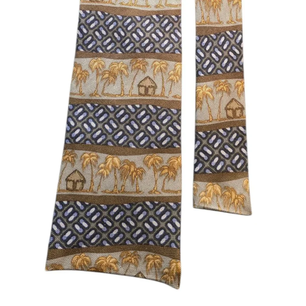 Tommy Bahama 100% Silk Tie Palm Tree Beach Hut Tropical Island Resort Necktie